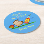 Funny ants picnic cartoon illustratie ronde kartonnen onderzetter (Gebogen)