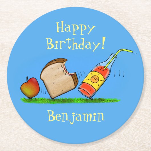 Funny ants picnic cartoon illustratie ronde kartonnen onderzetter (Voorkant)