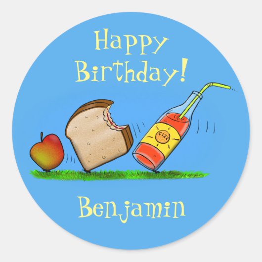 Funny ants picnic cartoon illustratie ronde sticker (Voorkant)