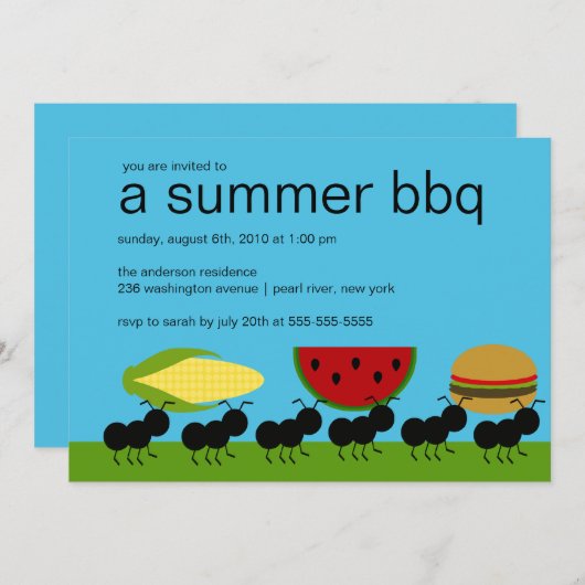 Funny ANTS Summer BBQ Bash Uitnodiging (Voorkant / Achterkant)