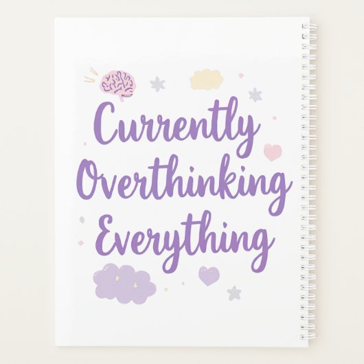 Funny Anxiety Overthinking Quote Pastel Planner (Achterkant)