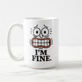 Funny Anxious Face I'm Fine Sarcastic Quote Koffiemok (Links)