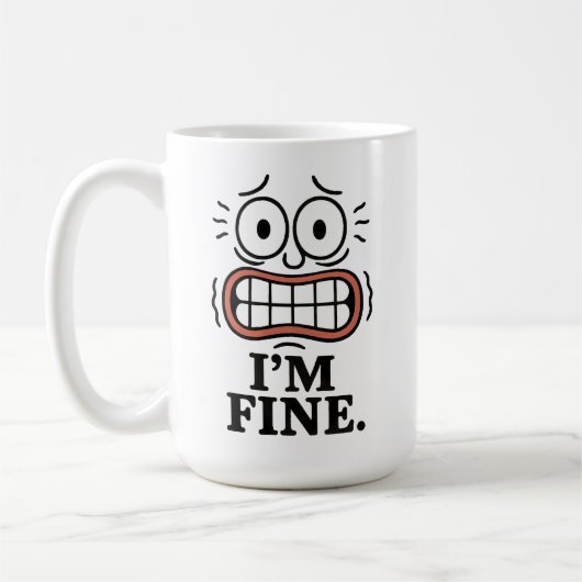 Funny Anxious Face I'm Fine Sarcastic Quote Koffiemok (Links)