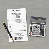 Funny, any age receipt theme Birthday invitation Informatiekaartje