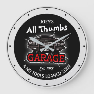 Funny Any Name All Thumbs Garage Retro Car Date Grote Klok