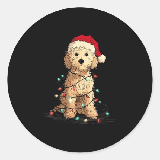 Funny Ao Christmas Graphics Dog Lights Lover  Ronde Sticker (Voorkant)