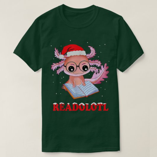 Funny Aolotl Santa Xmas Readolotl Bookworm T-shirt (Design voorkant)