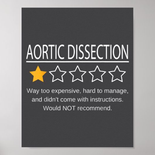 Funny Aortic Dissection One Star Would Not Recomme Poster (Voorkant)