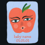 Funny Apple  Baby naam Birthday Inbakerdoek<br><div class="desc">Voeg wat flair toe aan je babykamer met dit leuke patroon. Hand getekend door mij, voor jou! Je kunt altijd je eigen tekst toevoegen, zoals de naam van de baby en zijn verjaardag. Bekijk mijn winkel voor meer kleuren en patronen, plus accessoires zoals tassen, badmatten, handdoeken, teenslippers, bibs, cosmetische zakjes,...</div>