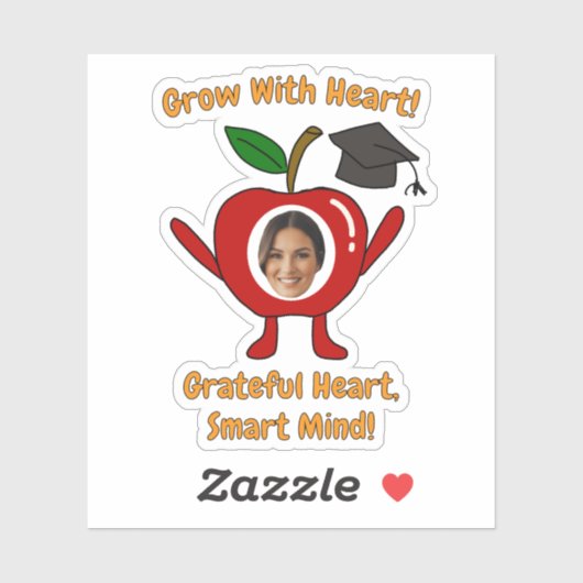 Funny Apple Custom Photo Grateful Heart Smart Mind Sticker (Vel)