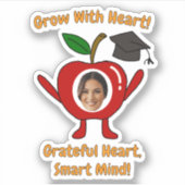 Funny Apple Custom Photo Grateful Heart Smart Mind Sticker (Voorkant)
