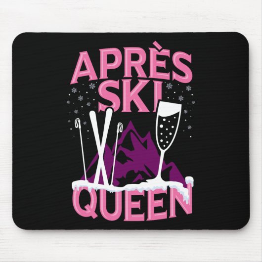 Funny Apres Ski Queen Skiing Winter Sports Party F Muismat (Voorkant)