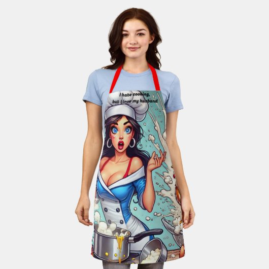 Funny Apron – Chaotische Chef Cartoon met Explodin Schort (Gedragen)
