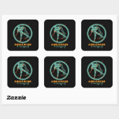Funny Aquarius Zodiac Star Astrology Birthday Vierkante Sticker (Vel)