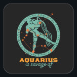 Funny Aquarius Zodiac Star Astrology Birthday Vierkante Sticker<br><div class="desc">Aquarius zodiac ster en symbool. retrospectief ontwerp voor degenen die in januari of februari geboren zijn. Koel en grappig verjaardagsfeest voor Aquarius baby, koning, koningin, prinses en het leven van het feest. Ideaal voor diegenen die van constellatie, astrologie, sterrenteken en horoscoop houden. Geweldig kerstcadeau en verjaardagscadeau voor zoon, dochter, vrienden,...</div>