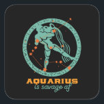 Funny Aquarius Zodiac Star Astrology Birthday Vierkante Sticker<br><div class="desc">Aquarius zodiac ster en symbool. retrospectief ontwerp voor degenen die in januari of februari geboren zijn. Koel en grappig verjaardagsfeest voor Aquarius baby, koning, koningin, prinses en het leven van het feest. Ideaal voor diegenen die van constellatie, astrologie, sterrenteken en horoscoop houden. Geweldig kerstcadeau en verjaardagscadeau voor zoon, dochter, vrienden,...</div>