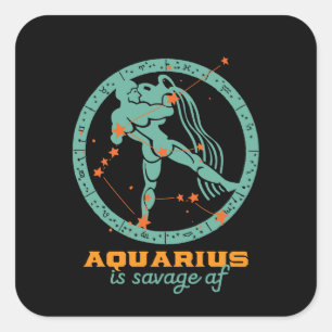 Funny Aquarius Zodiac Star Astrology Birthday Vierkante Sticker