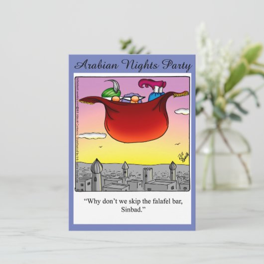 Funny Arabian Nights Party Kaart (Staand voorkant)