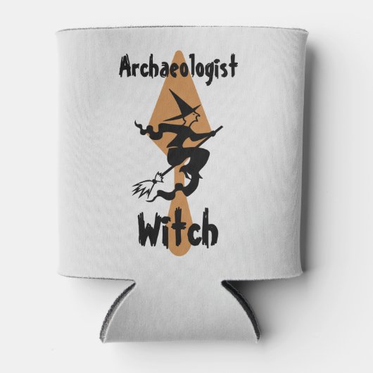 Funny Archeoloog Witch op een kamer en trowel Blikjeskoeler (Voorkant)