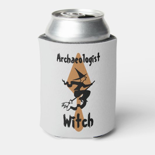 Funny Archeoloog Witch op een kamer en trowel Blikjeskoeler (Blikje Achterkant)