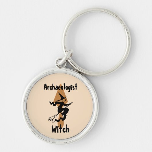 Funny Archeoloog Witch op een kamer en trowel Sleutelhanger (Voorkant)