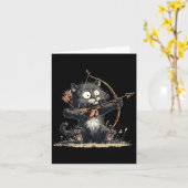 Funny Archer Cat With Bow And Arrow Graphic Costum Kaart (Gele Bloem)