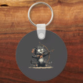 Funny Archer Cat With Bow And Arrow Graphic Costum Sleutelhanger (Voorkant)