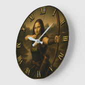 Funny Archery Mona Lisa Bow and Arrow Gift Grote Klok (Hoek)