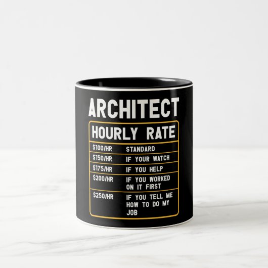 Funny Architect Hourly Rate Two-Tone Coffee Mok (Center)