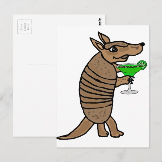 Funny Armadillo Drink Margarita Art Briefkaart (Voorkant / Achterkant)