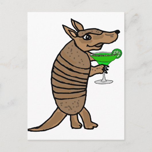 Funny Armadillo Drink Margarita Art Briefkaart (Voorkant)