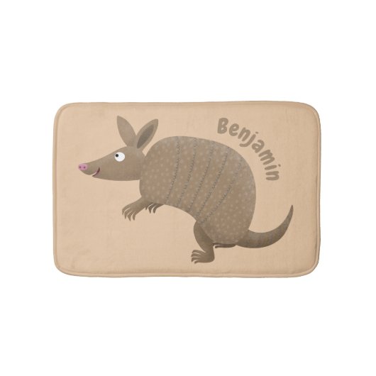 Funny armadillo happy cartoon illustratie badmat (Voorkant)