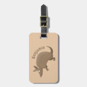 Funny armadillo happy cartoon illustratie bagagelabel (Voorkant verticaal)
