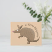 Funny armadillo happy cartoon illustratie briefkaart (Staand voorkant)
