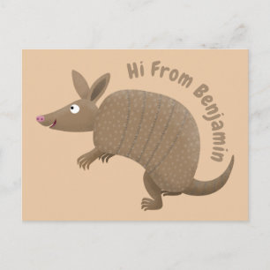 Funny armadillo happy cartoon illustratie briefkaart