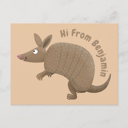 Funny armadillo happy cartoon illustratie briefkaart (Voorkant)