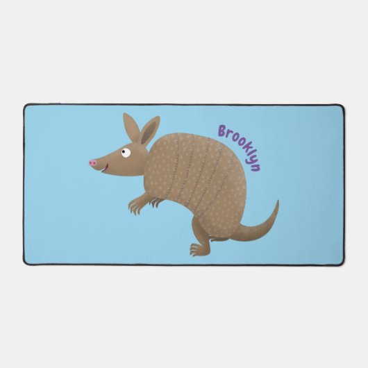 Funny armadillo happy cartoon illustratie bureaumat (Voorkant)