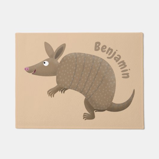 Funny armadillo happy cartoon illustratie deurmat (Voorkant)