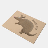 Funny armadillo happy cartoon illustratie deurmat (Schuin)