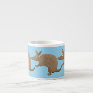 Funny armadillo happy cartoon illustratie espresso kop
