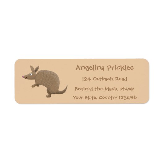 Funny armadillo happy cartoon illustratie etiket (Voorkant)