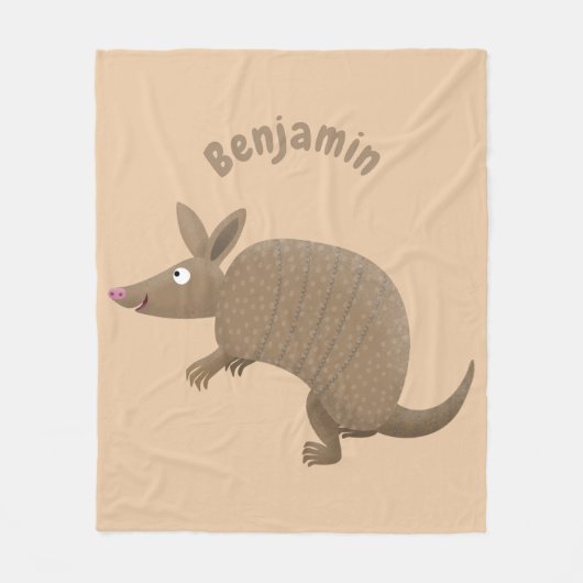 Funny armadillo happy cartoon illustratie fleece deken (Voorkant)