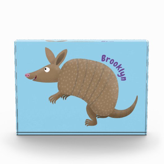 Funny armadillo happy cartoon illustratie fotoblokken (Voorkant)