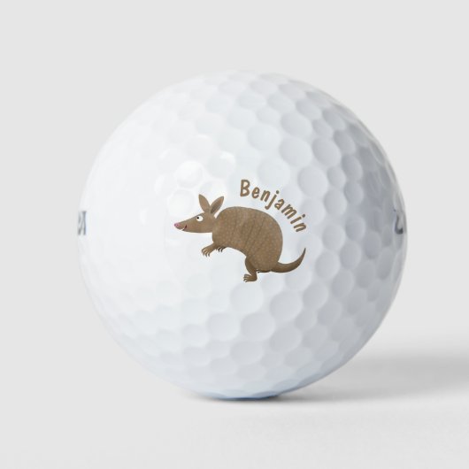 Funny armadillo happy cartoon illustratie golfballen (Voorkant)