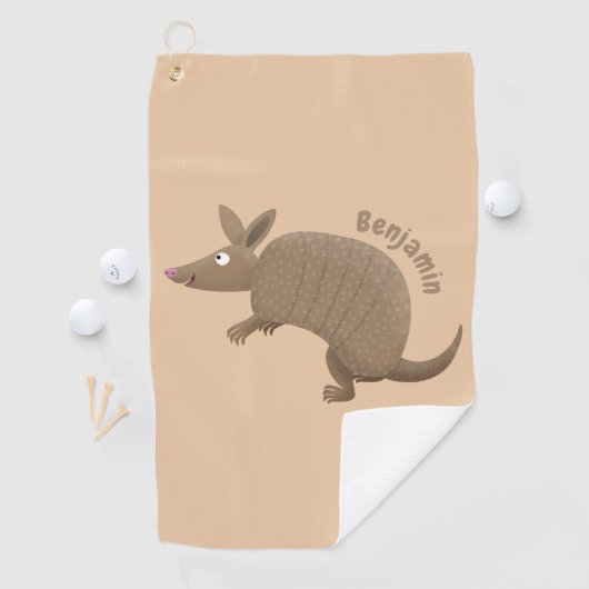 Funny armadillo happy cartoon illustratie golfhanddoek (Insitu)