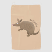 Funny armadillo happy cartoon illustratie golfhanddoek (Voorkant)