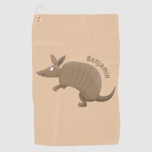 Funny armadillo happy cartoon illustratie golfhanddoek (Voorkant)