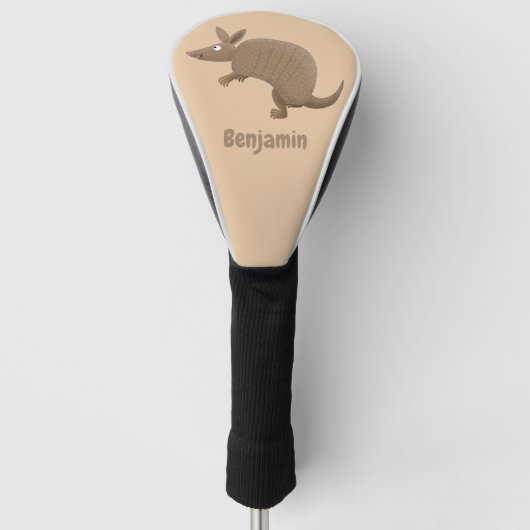 Funny armadillo happy cartoon illustratie golfheadcover (Voorkant)
