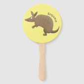 Funny armadillo happy cartoon illustratie handwaaier (Voorkant)