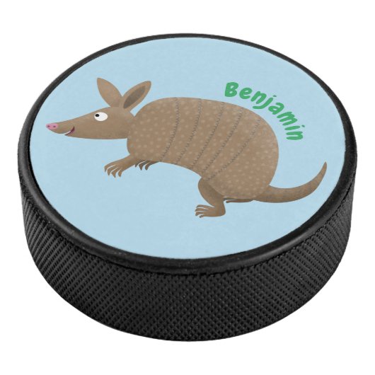 Funny armadillo happy cartoon illustratie hockey puck (3/4)